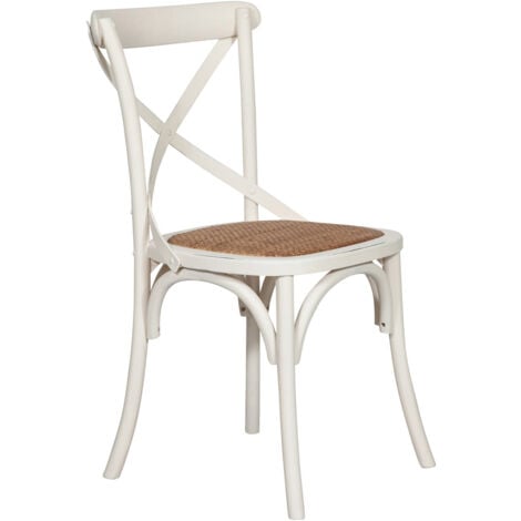 BISCOTTINI Silla de cocina 47x86x52 cm Silla de ratán y madera moderna Silla Thonet rústica Silla de comedor Cross Sillas vintage de bistró