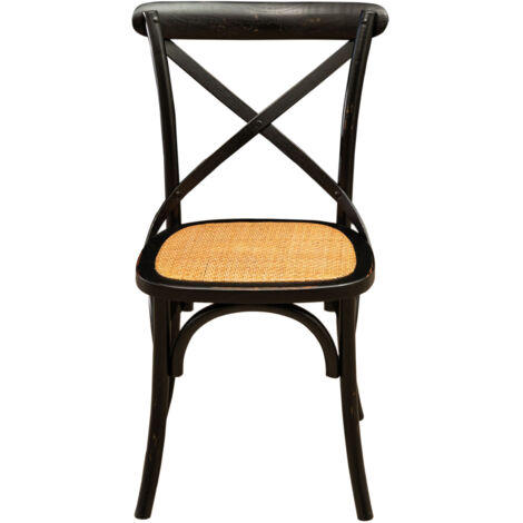 Silla de cocina 47x86x52 cm Silla de ratán y madera moderna Silla Thonet rústica Silla de comedor Cross Sillas vintage de bistró