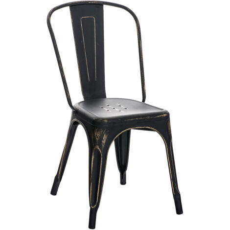 Silla de cocina comedor apilable de estilo industrial en metal negro envejecido 100000041