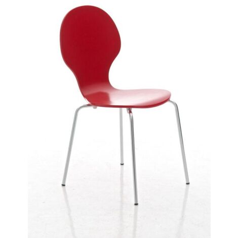 Silla de cocina comedor apilable diseño moderno madera roja y metal 100000015