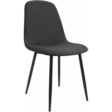 Silla de cocina/comedor de diseño moderno x1 en tela gris oscuro con estructura de metal negro 100007160