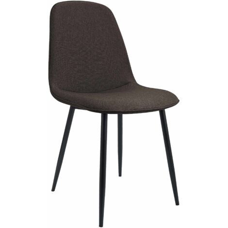 Silla de cocina/comedor de diseño moderno x1 en tela marrón con estructura de metal negro 100007161