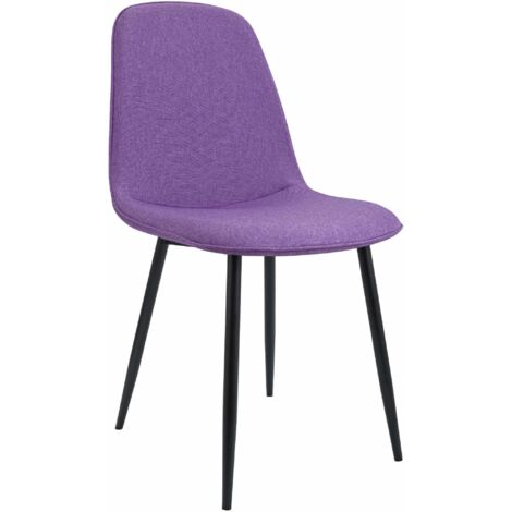 Silla de cocina/comedor de diseño moderno x1 en tela morada con estructura de metal negro 100007164
