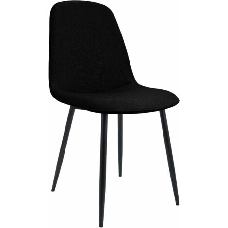Silla de cocina/comedor de diseño moderno x1 en tela negra con estructura de metal negro 100007162