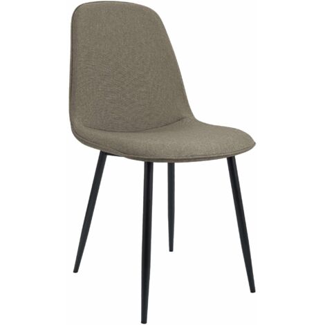 Silla de cocina/comedor de diseño moderno x1 en tela topo con estructura de metal negro 100007163