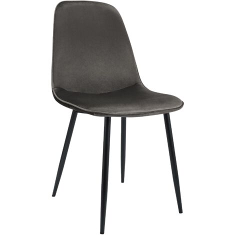 Silla de cocina/comedor de diseño moderno x1 en terciopelo antracita con estructura de metal negro 100007212