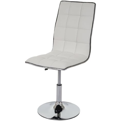 Silla de cocina comedor de diseño moderno y chic regulable en altura giratoria en sintético blanco 040002202