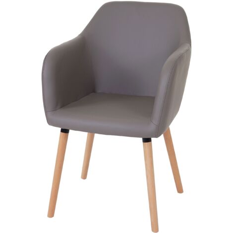 Silla de cocina comedor de diseño retro en patas de madera clara sintética gris topo 040002362