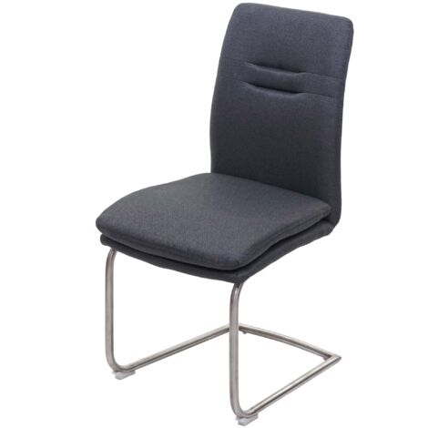 Silla de cocina comedor en tela gris oscuro y costuras decorativas de acero inoxidable 040002266