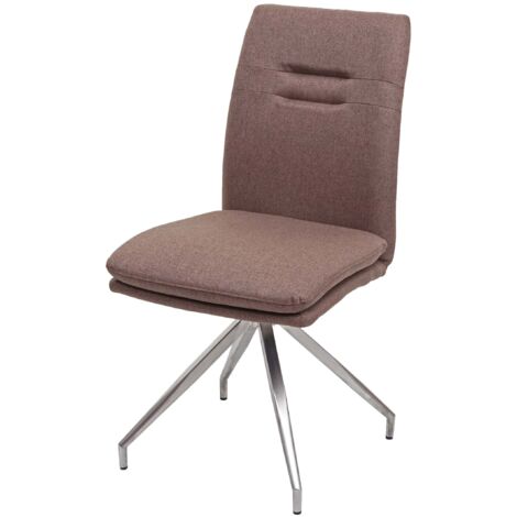 Silla de cocina comedor en tela marrón y acero inoxidable, de diseño y confortable 040002270
