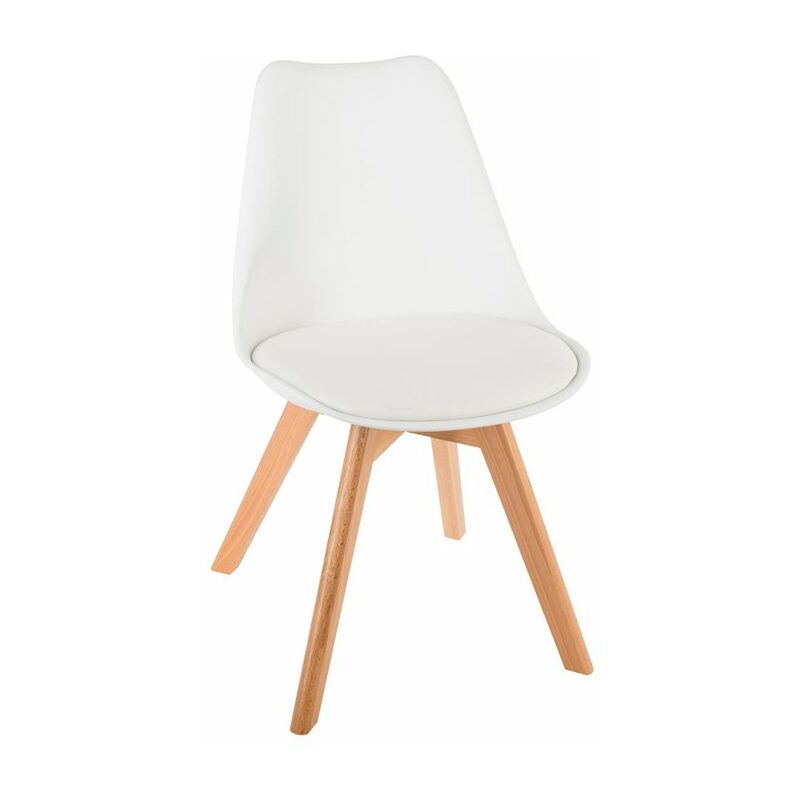 

Silla de cocina de madera con acolchado blanco Baya