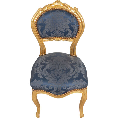 Silla de cocina de madera Silla de comedor 92x45x45 cm Silla tapizada Luis XVI Sillón barroco Sillón dorado estilo francés