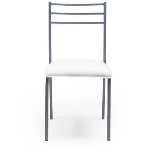 Silla de cocina PARIS asiento de pvc y estructura de metal METAL BLANCO-PVC GRIS - METAL BLANCO-PVC GRIS
