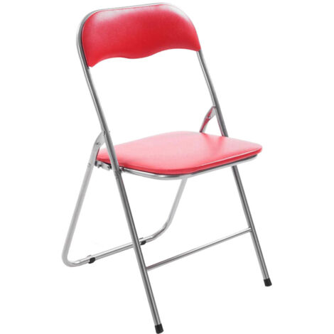 Silla de cocina plegable roja con base de metal cromado MED10009