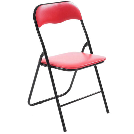 Silla de cocina plegable roja con patas de metal negro MED10008