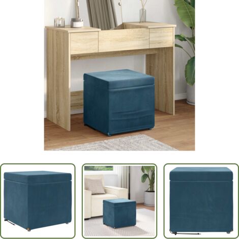 Silla de cocina -  Taburete Azul 41 x 41 x 40 cm Terciopelo y Madera Fabricada