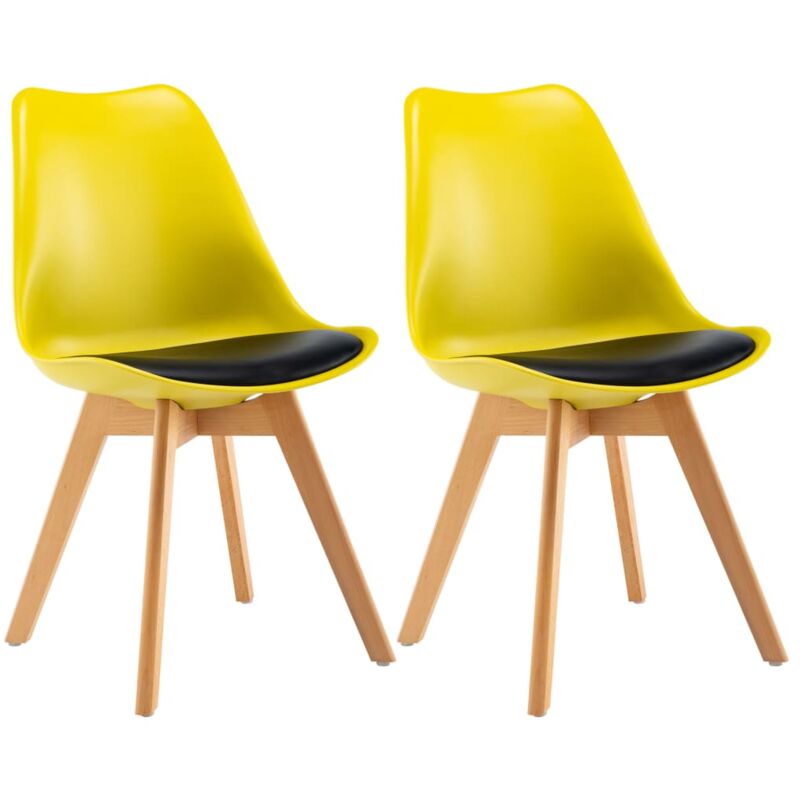 

vidaXL Sillas de Comedor Cuero Sintético 2 Unidades Amarillo y Negro - Amarillo