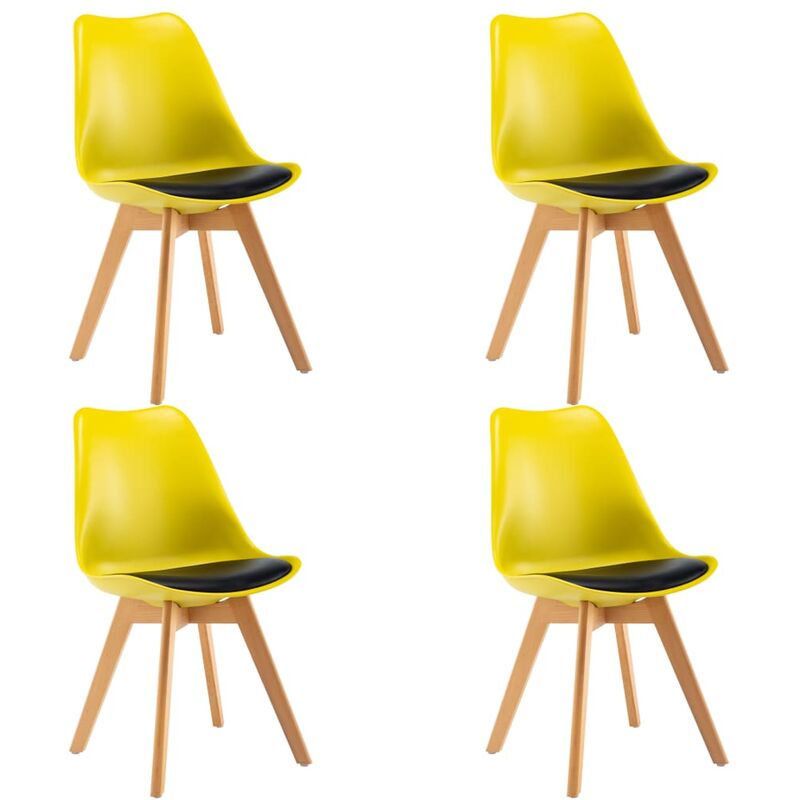 

vidaXL Sillas de Comedor Cuero Sintético 4 Unidades Amarillo y Negro - Amarillo