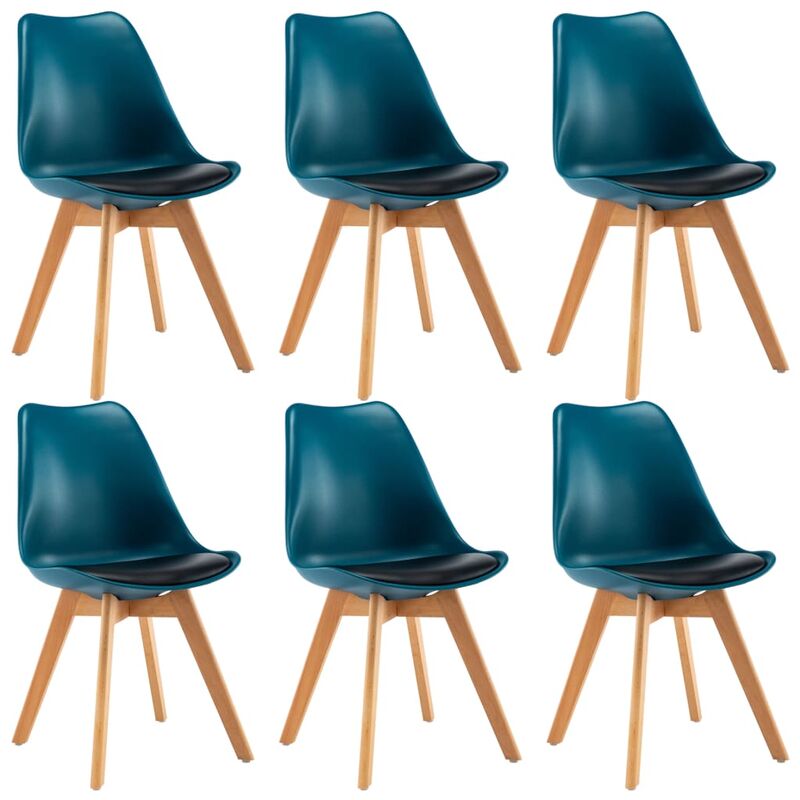 

vidaXL Sillas de Comedor Cuero Sintético 6 Unidades Turquesa y Negro - Turquesa