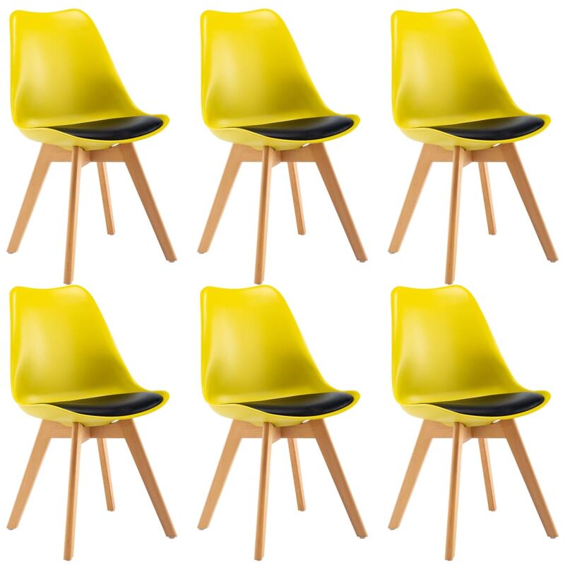 

vidaXL Sillas de Comedor Cuero Sintético 6 Unidades Amarillo y Negro - Amarillo