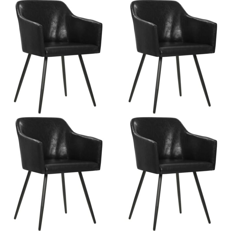 

vidaXL Sillas de Comedor 4 Unidades Cuero Sintético Negro - Negro