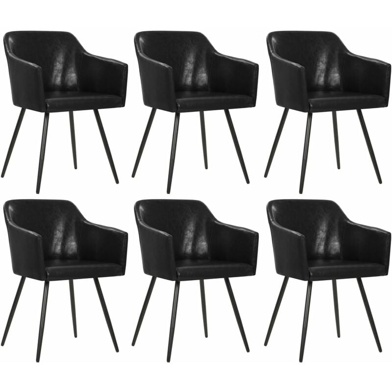 

Sillas de Comedor 6 Unidades Cuero Sintético Negro - Negro - Vidaxl