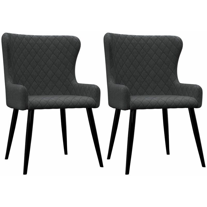 

vidaXL Sillas de Comedor Tela 2 Unidades Gris Oscuro - Gris