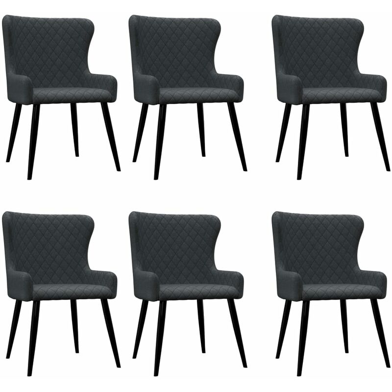 

Sillas de Comedor Tela 6 Unidades Gris Oscuro - Gris - Vidaxl