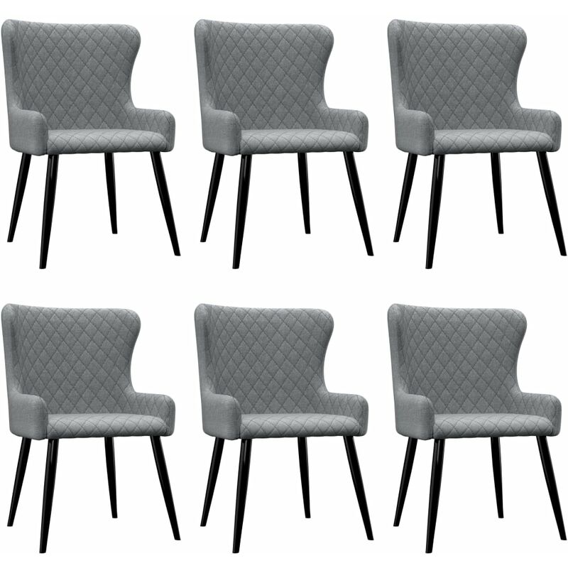 

Sillas de Comedor Tela 6 Unidades Gris Claro - Gris - Vidaxl