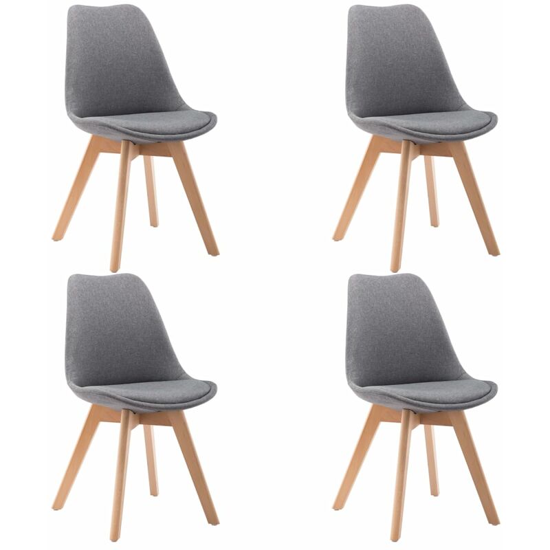

vidaXL Sillas de Comedor Tela 4 Unidades Gris Claro - Gris