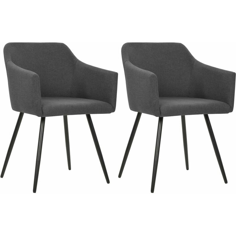 

vidaXL Sillas de Comedor Tela 2 Unidades Gris Oscuro - Gris