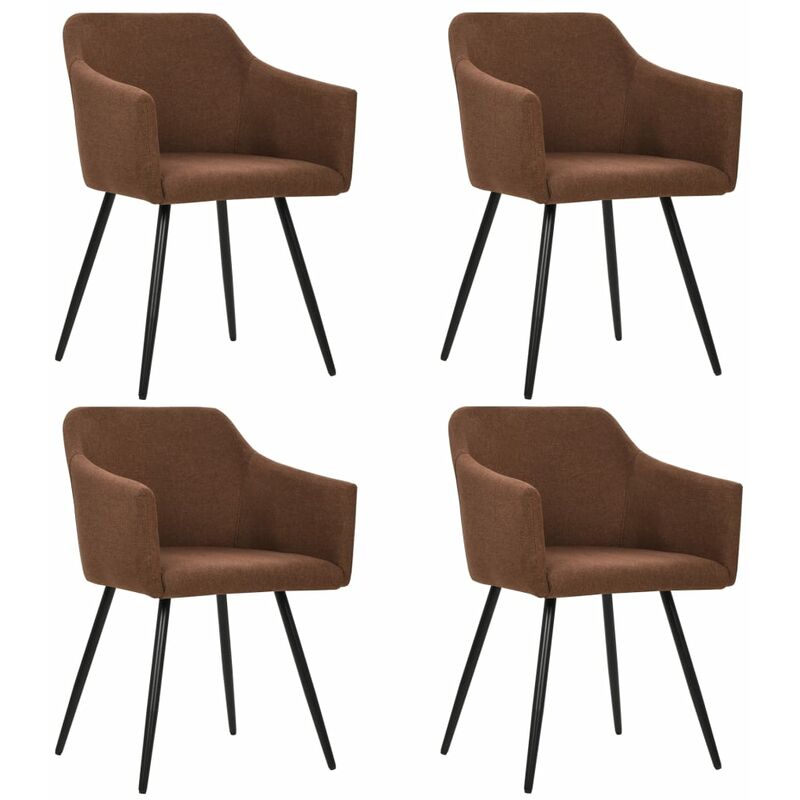 

vidaXL Sillas de Comedor Tela 4 Unidades Marrón - Marrón
