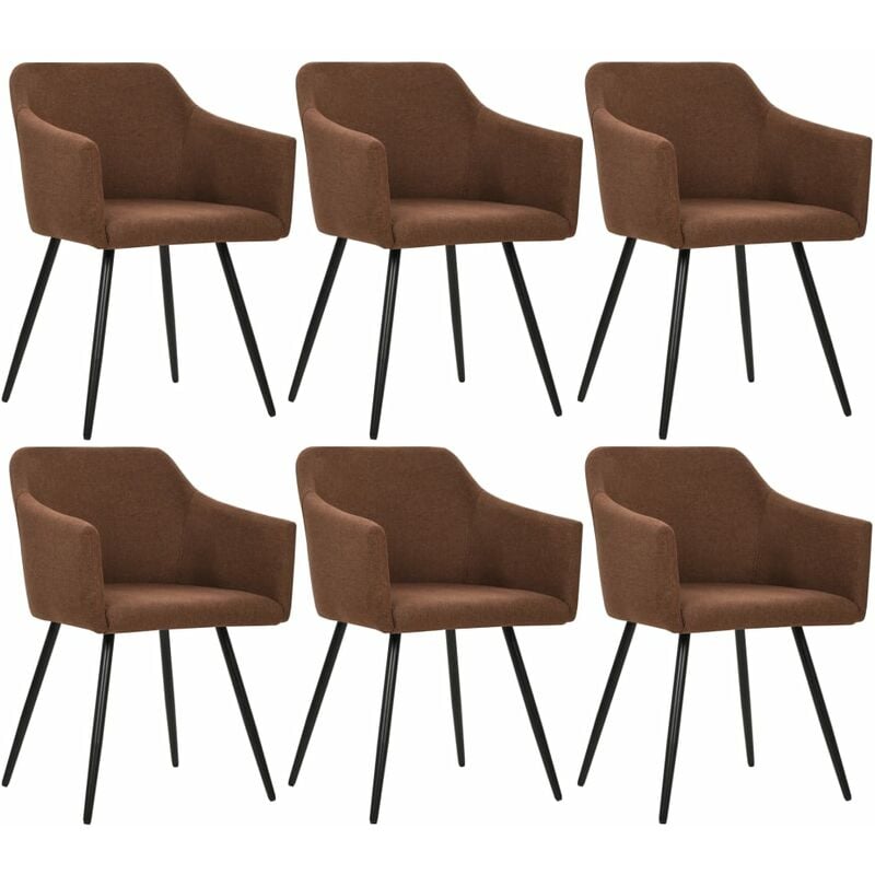 

vidaXL Sillas de Comedor Tela 6 Unidades Marrón - Marrón