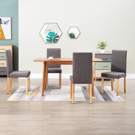 Silla de comedor 4 unidades de tela gris taupe