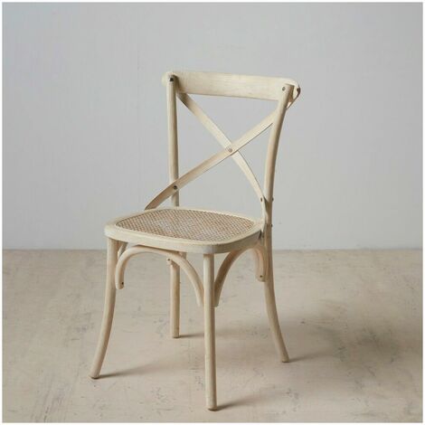 ICONSCORNER Silla de Comedor 45 x 42 x 87 cm Madera Blanco Ratán