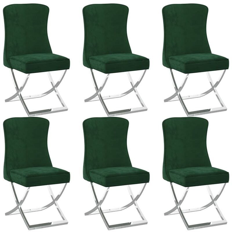 

Silla de comedor 6 uds terciopelo acero inox verde 53x52x98cm