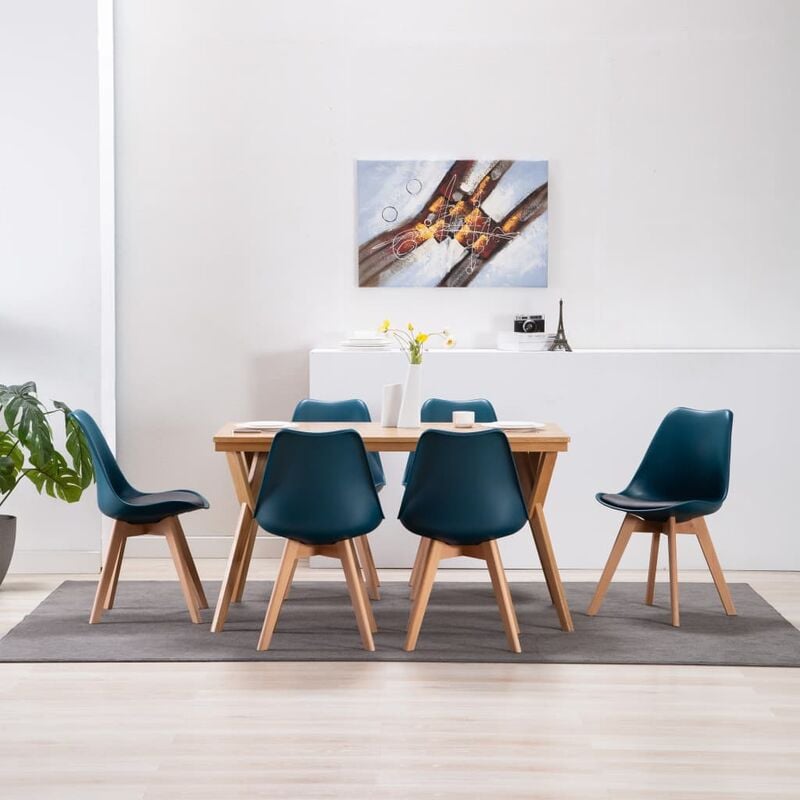 

Silla de comedor 6 unidades cuero artificial turquesa y negro