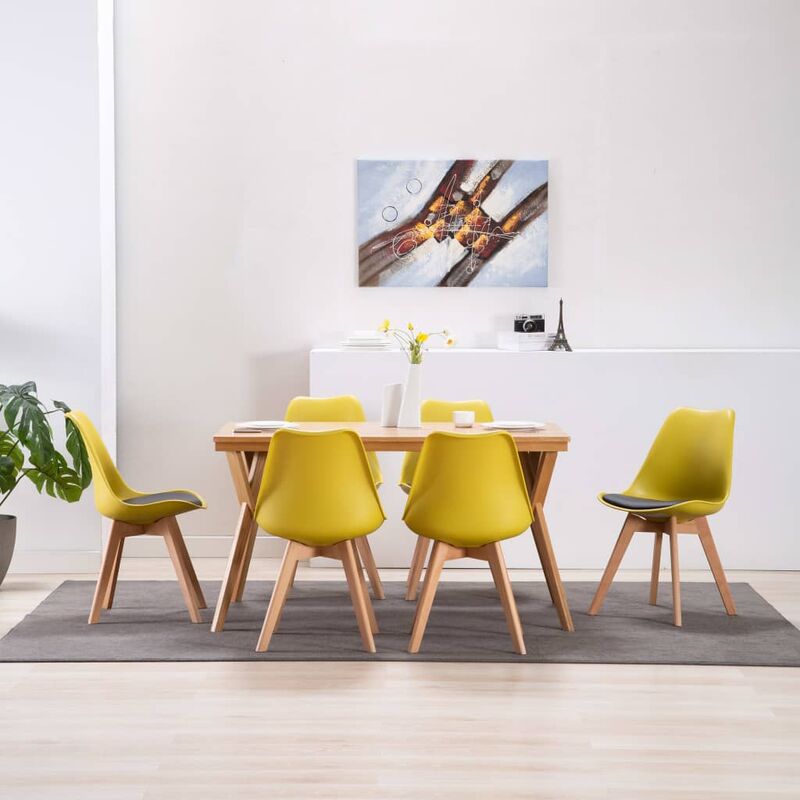 

Silla de comedor 6 unidades cuero sintético amarillo y negro