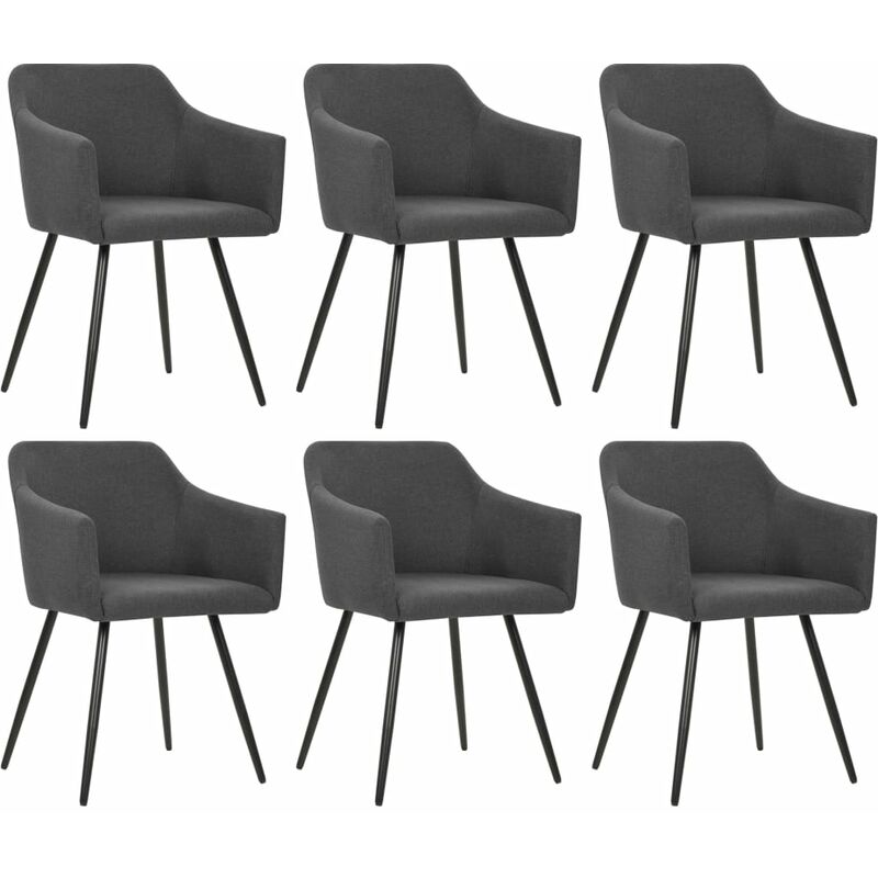 

Happyshopping - Silla de comedor 6 unidades de tela gris oscuro