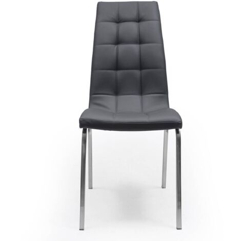 Silla de comedor ALEX tapizada en polipiel y patas de metal cromadas  GRIS