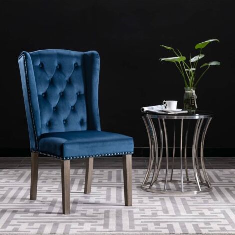 Silla de comedor azul -  Silla de comedor de terciopelo azul