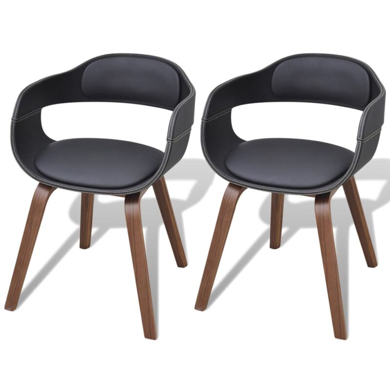 

Madera Curvada Silla de Comedor Cuero Sintético Negro 2 Unidades - Negro - Vidaxl