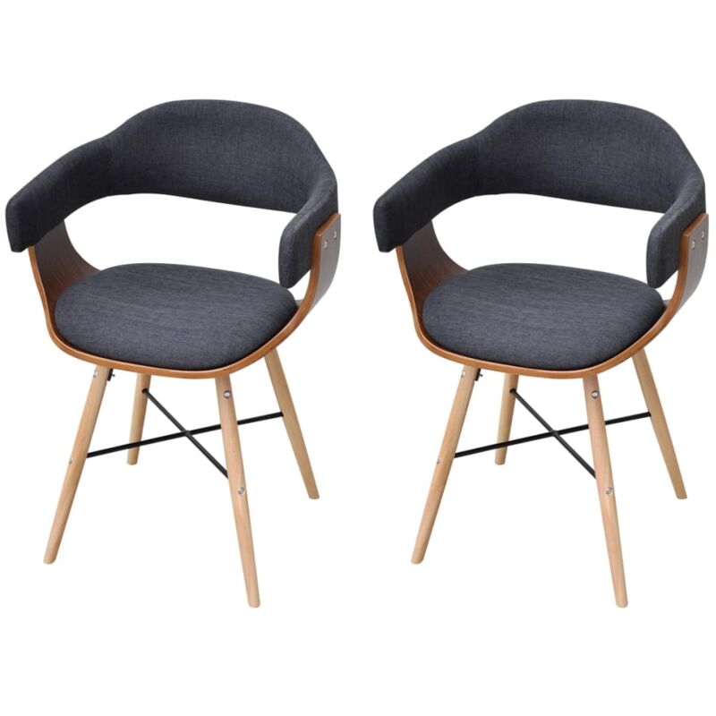 

vidaXL Madera Curvada Sillas de Comedor Tela Gris Oscuro 2 Unidades - Gris