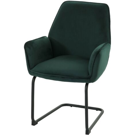 Silla de comedor con reposabrazos asiento en tela verde 040006298