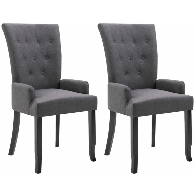 

vidaXL Silla de Comedor con Reposabrazos de Tela 2 Unidades Gris Oscuro - Gris