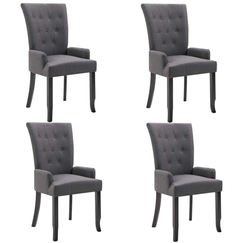 

Silla de Comedor con Reposabrazos de Tela 4 Unidades Gris Oscuro - Gris - Vidaxl