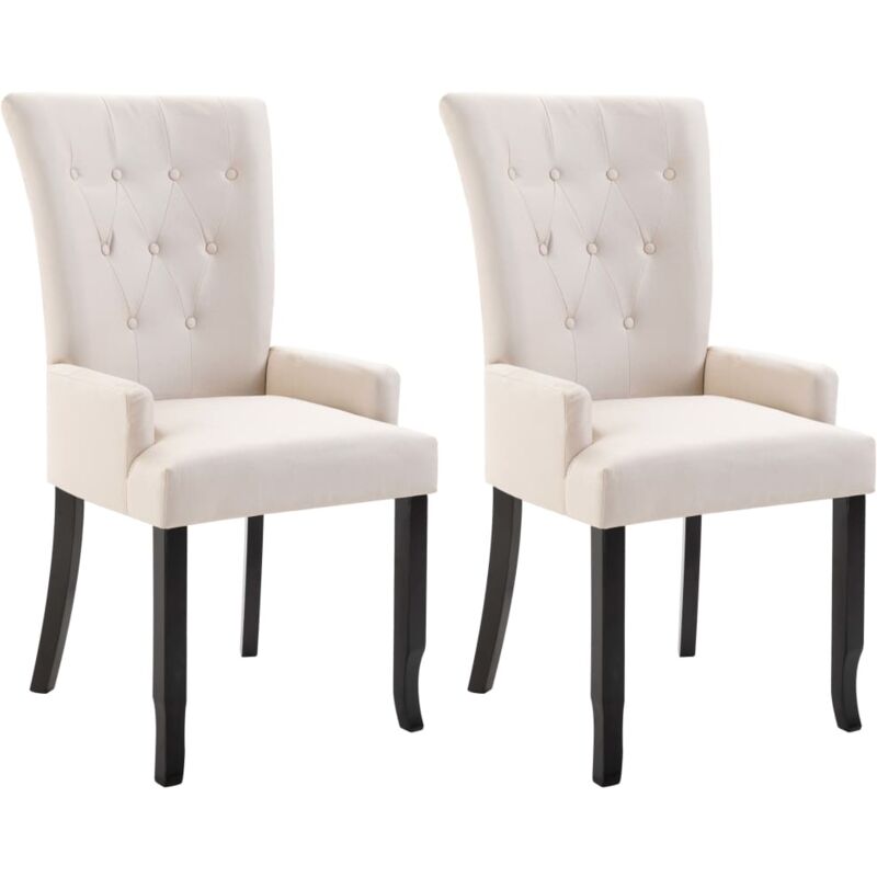 

vidaXL Silla de Comedor con Reposabrazos de Tela 2 Unidades Beige - Beige