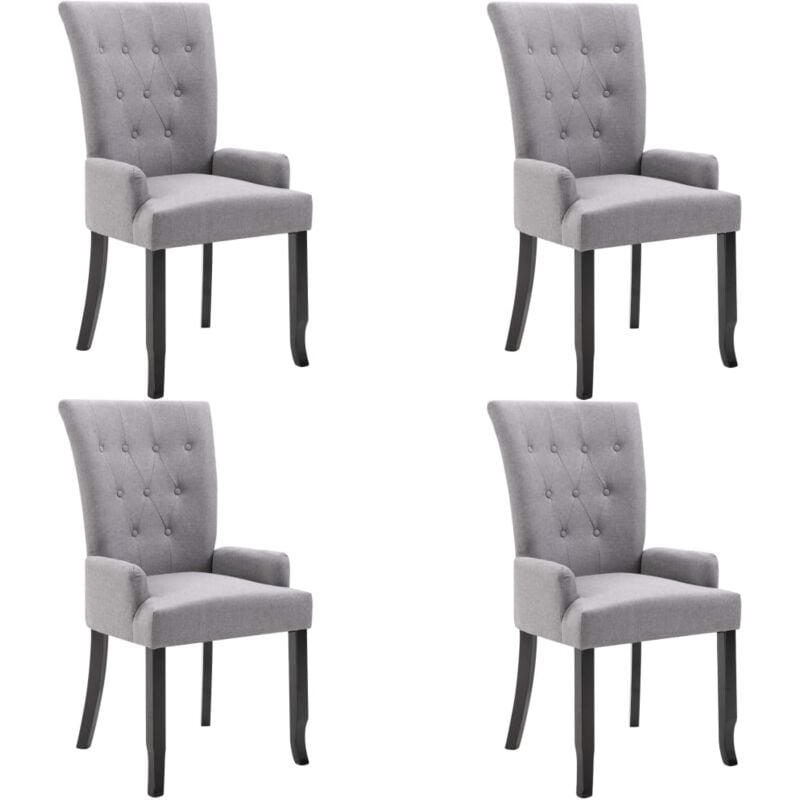 

Silla de Comedor con Reposabrazos de Tela 4 Unidades Gris Claro - Gris - Vidaxl