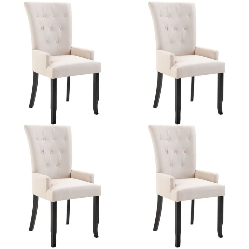 

Silla de Comedor con Reposabrazos de Tela 4 Unidades Beige - Beige - Vidaxl