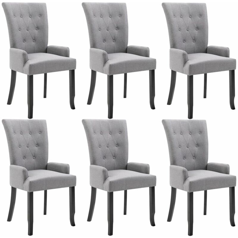 

Silla de Comedor con Reposabrazos de Tela 6 Unidades Gris Claro - Gris - Vidaxl